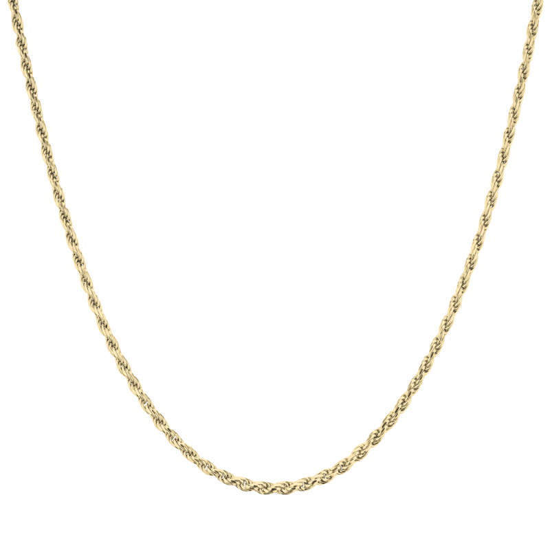 925 Silber 18 Karat Gelbgold vergoldete Rope Chain Kordelkette 2,3mm Rhodiniert für Männer und Frauen von Deinschmuck by TL