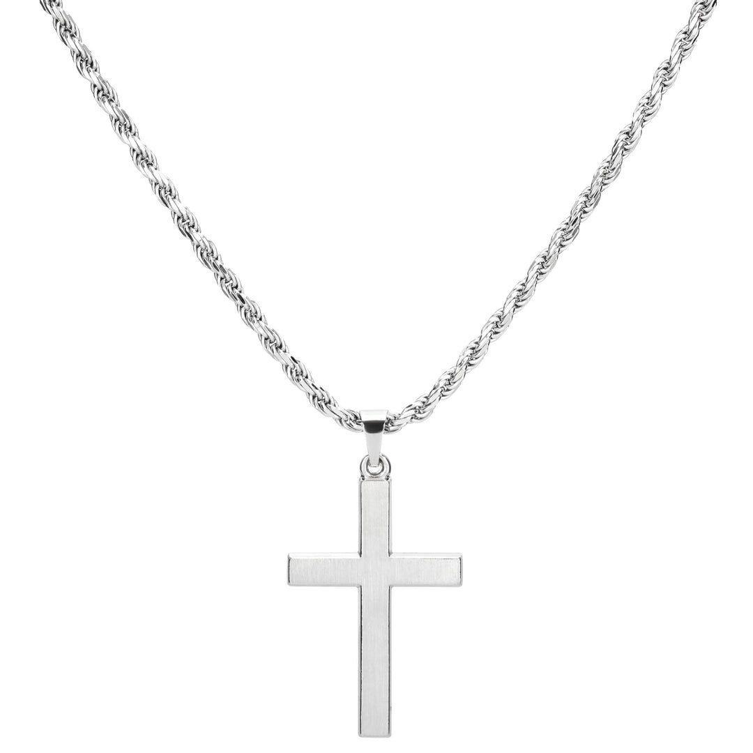 925 Silber 2,3mm Kordel Halskette mit Kreuzanhänger Groß für Männer und Frauen von Deinschmuck by TL