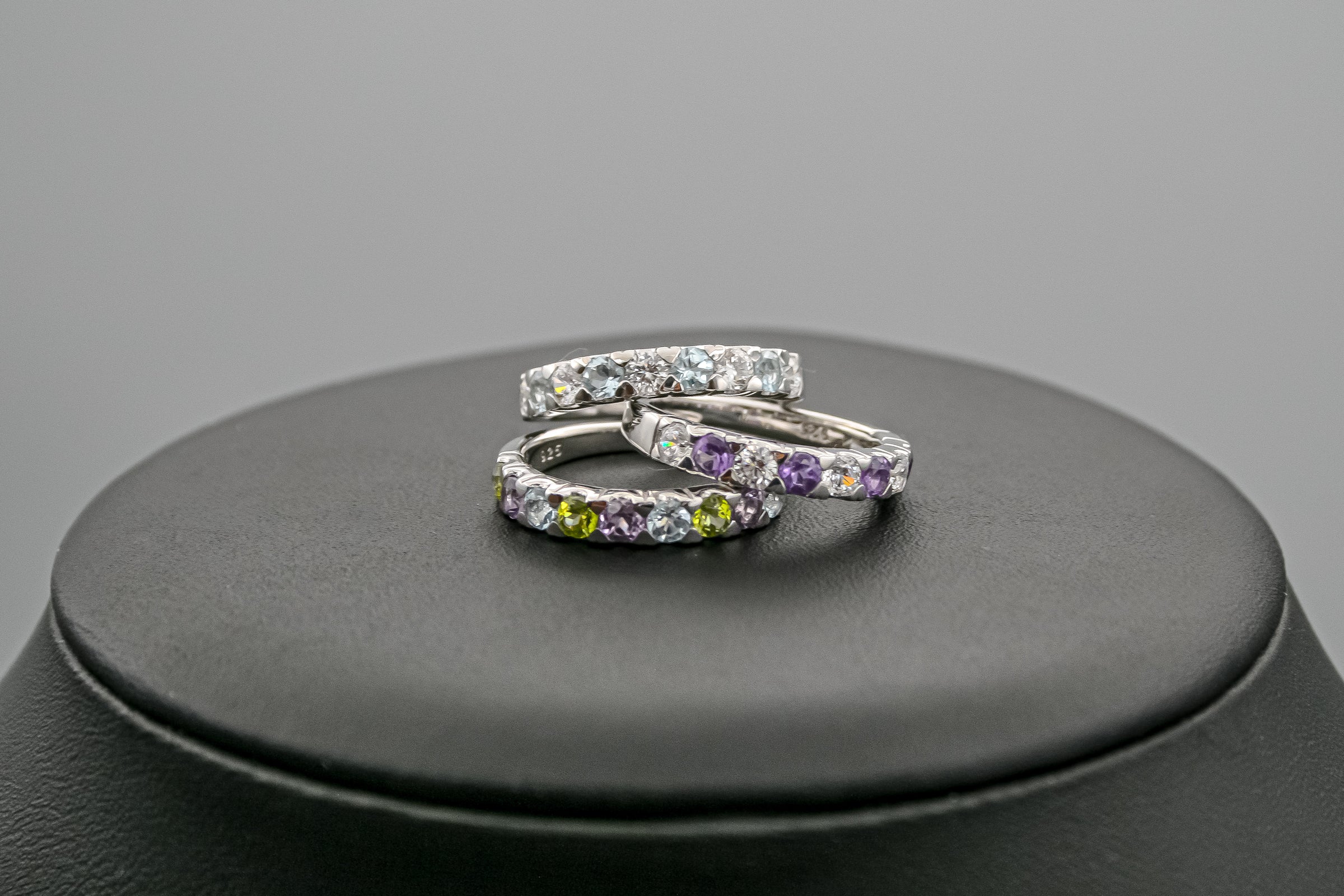 Rhodinierte 925 Sterlingsilber Ringe verzieht mit Amethyst Peridot blauer Topas und Zirkonia von Deinschmuck by TL 