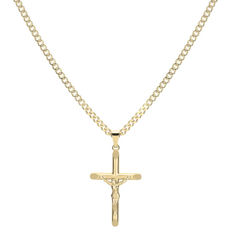 Kreuz Halskette 925 Silber 18K vergoldet "Kruzifix" Groß