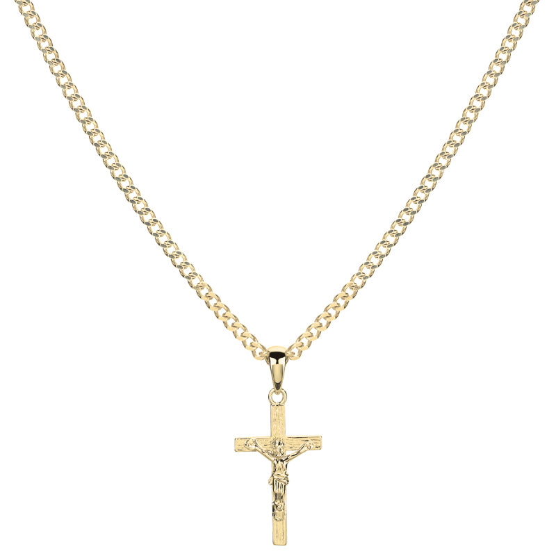 Kreuz Halskette 925 Silber 18K vergoldet "Kruzifix" klein