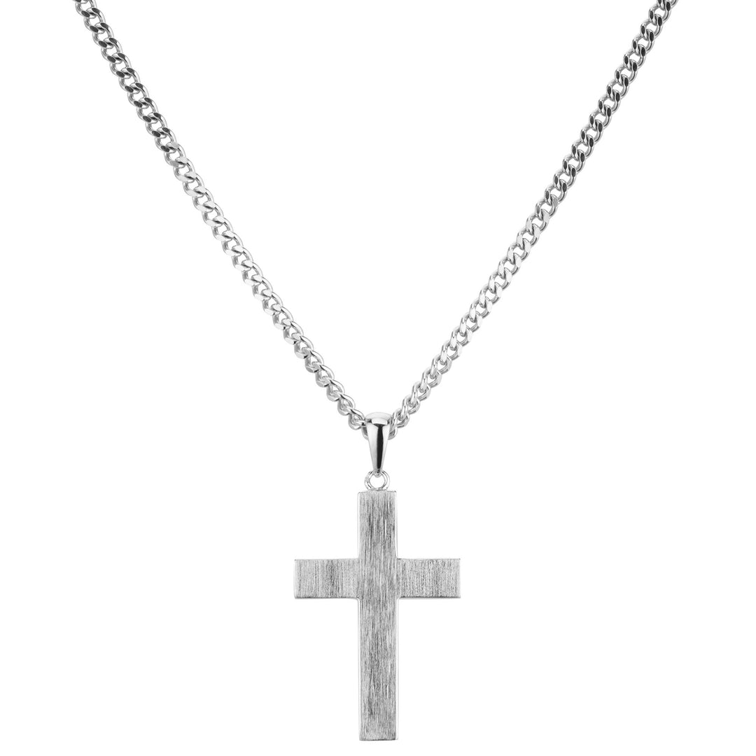 925 Silber Halskette mit Kreuzanhänger Gross 2,4mm Rhodiniert für Männer und Frauen von Deinschmuck by TL
