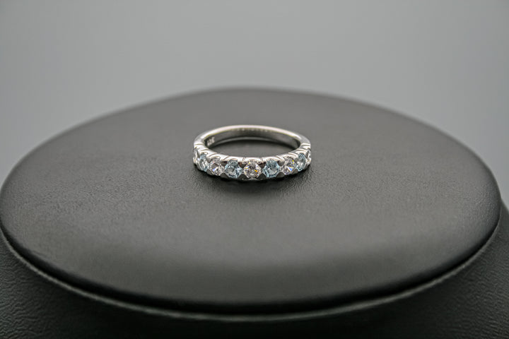 925 Sterling Silber Ring mit Zirkonia und Blauer Topas Edelsteinen rhodiniert